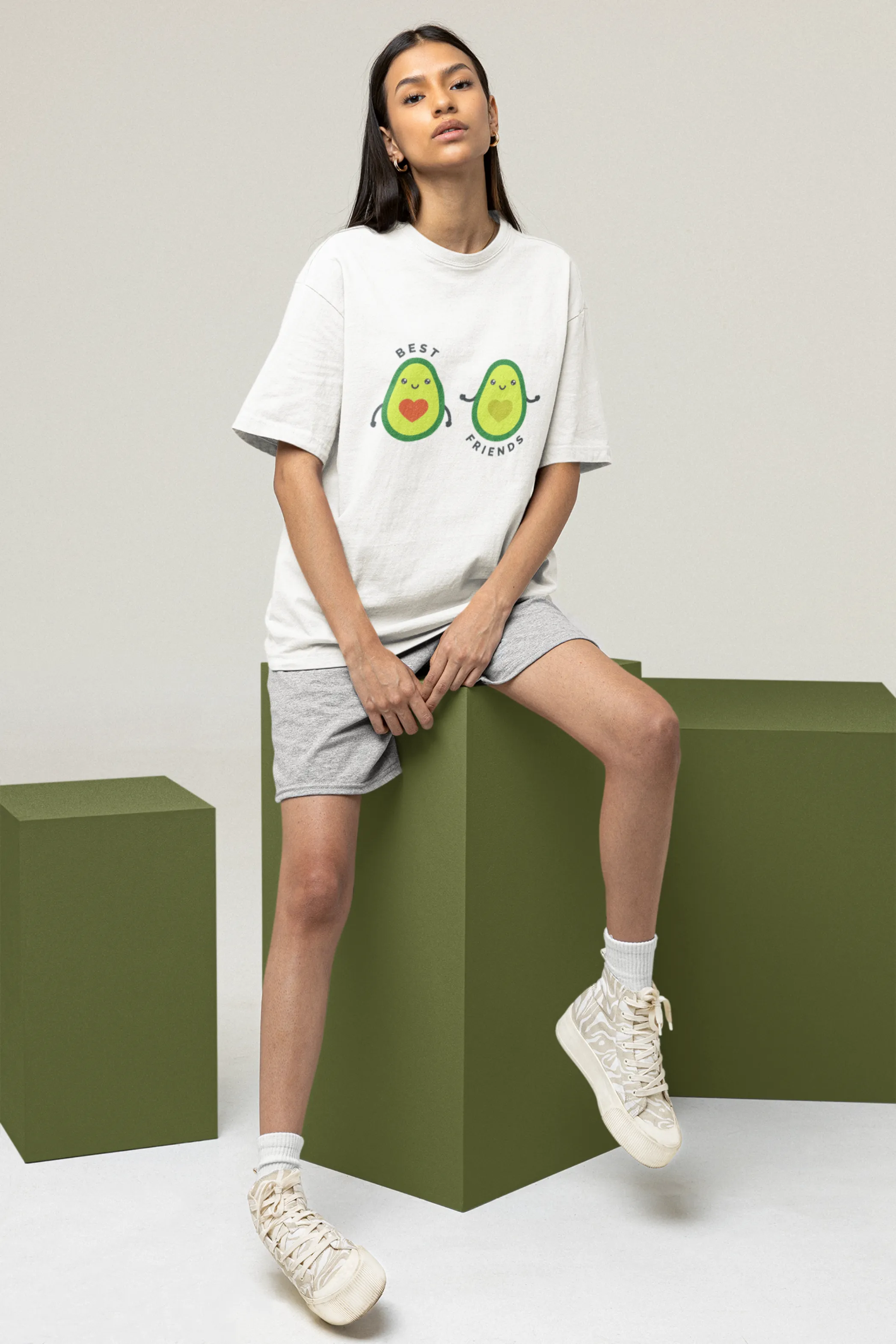 Avocado Friends Printed Oversized T-shirt for women