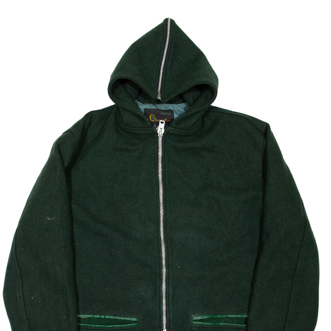 CHAMPION Mens Overcoat Coat Green 90s Hooded XL