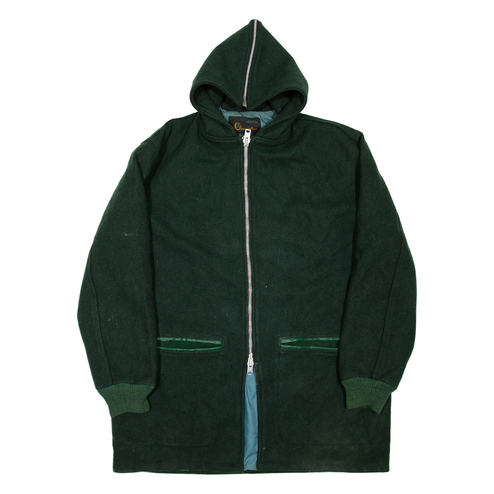 CHAMPION Mens Overcoat Coat Green 90s Hooded XL