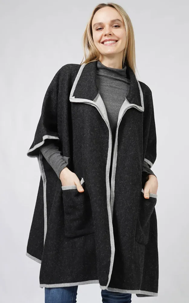 EVT10820 CONTRAST TRIM ZIP-UP CAPE