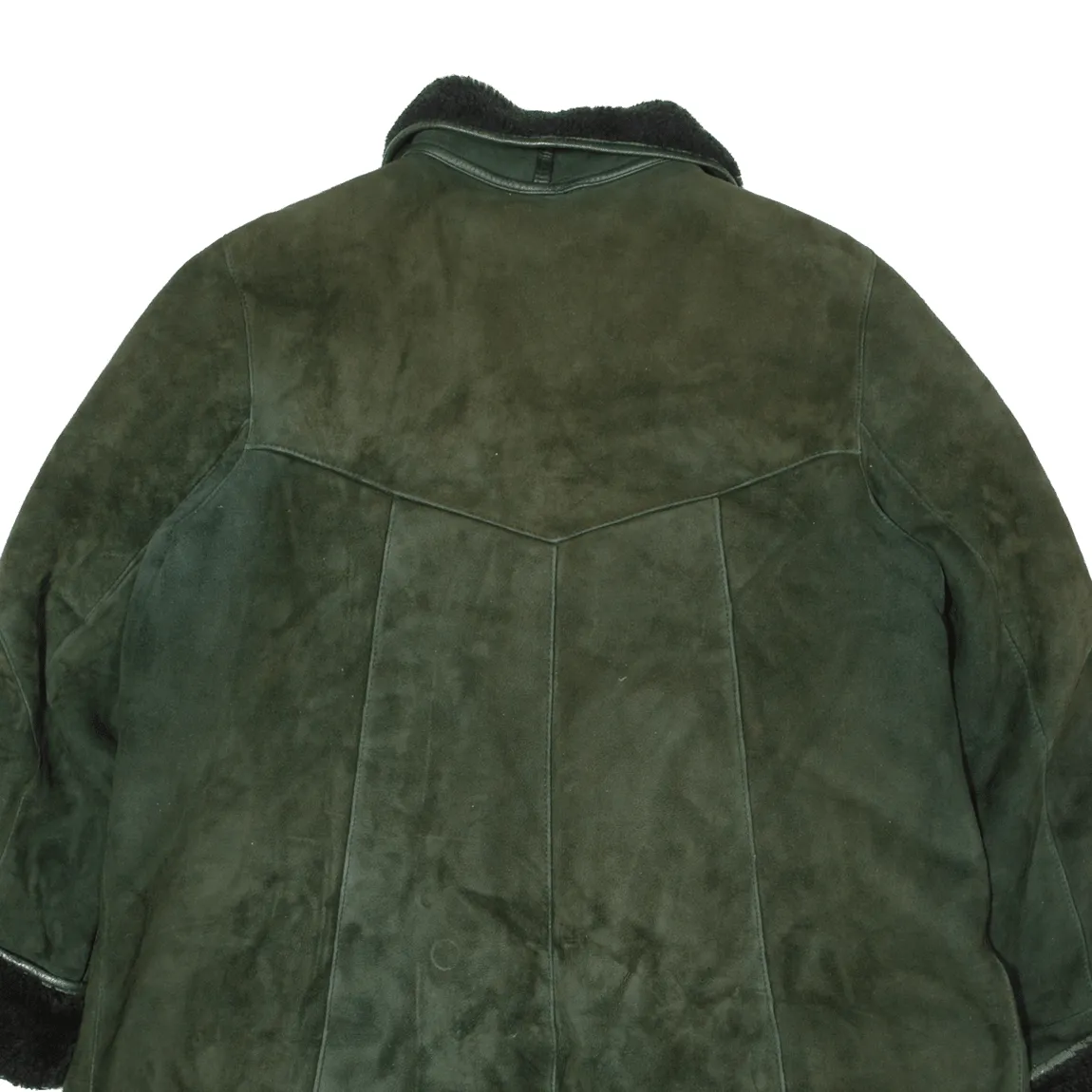 GABRIEL ANGELI Womens Overcoat Coat Green Shearling 90s M