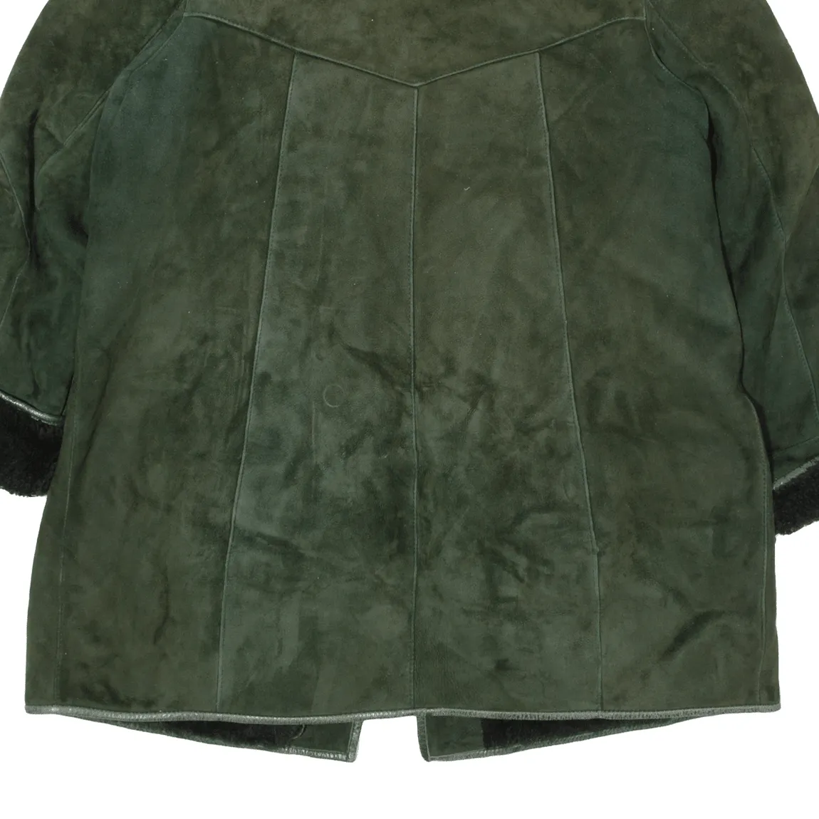 GABRIEL ANGELI Womens Overcoat Coat Green Shearling 90s M