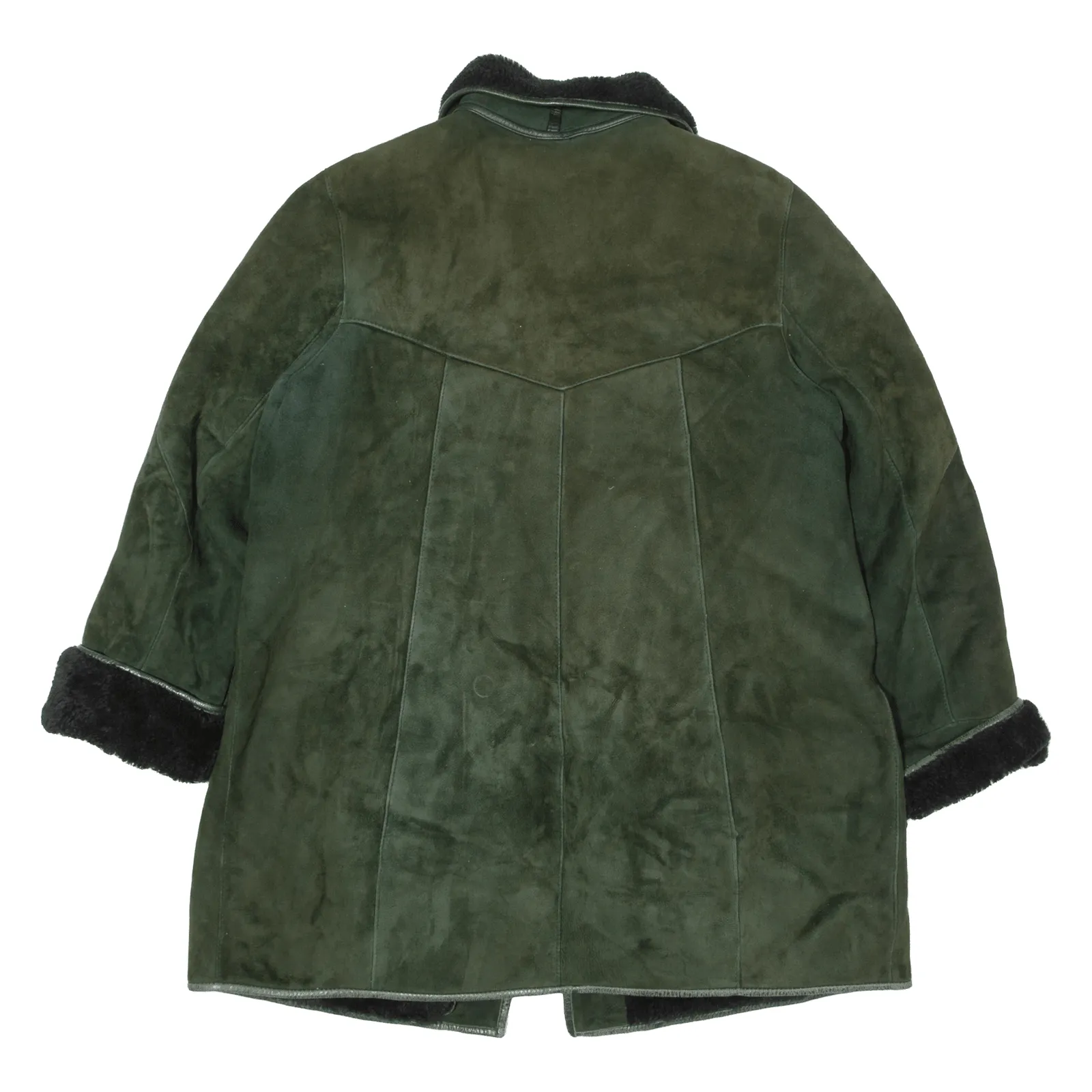 GABRIEL ANGELI Womens Overcoat Coat Green Shearling 90s M