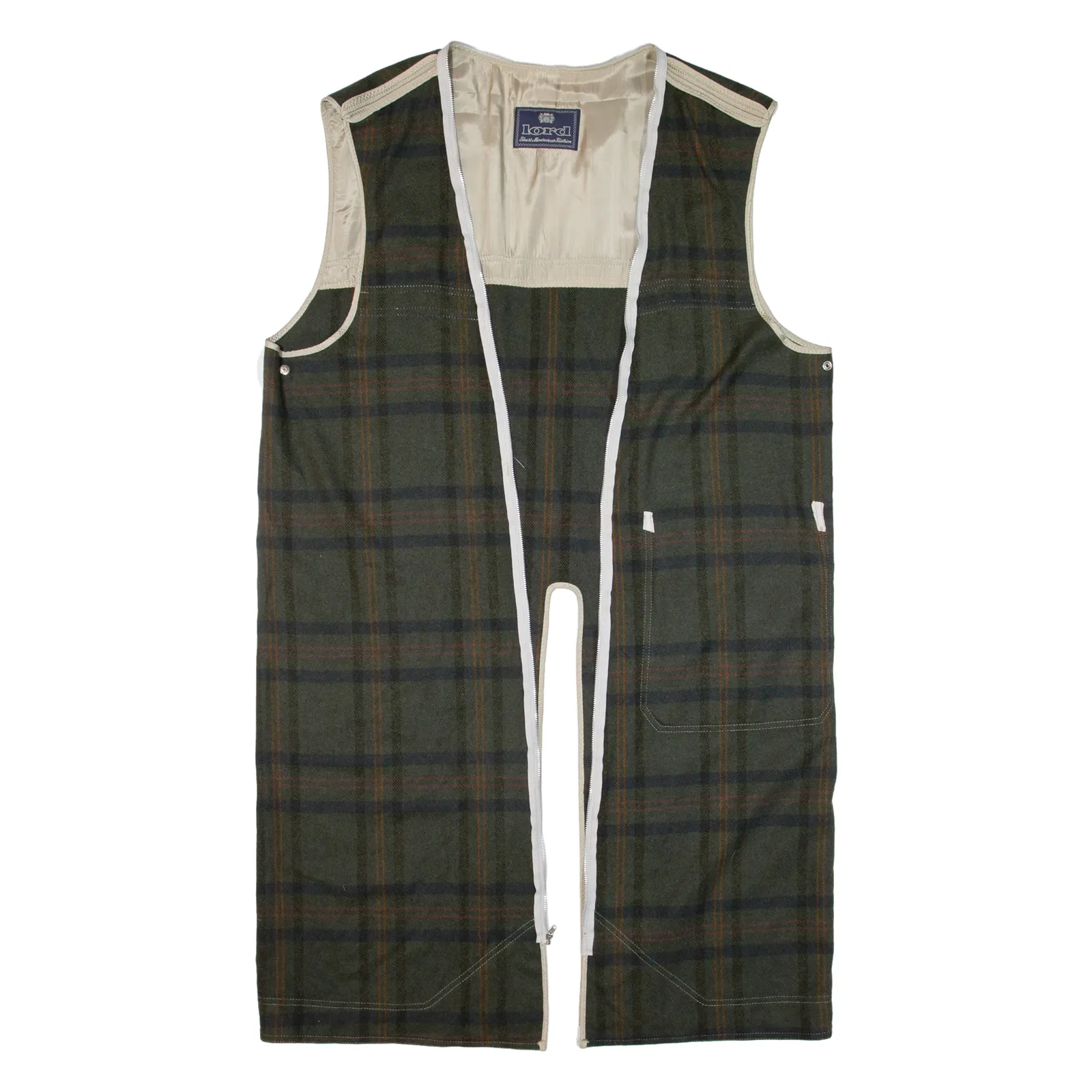 LORD Lining Mens Overcoat Coat Green Knit Check XL