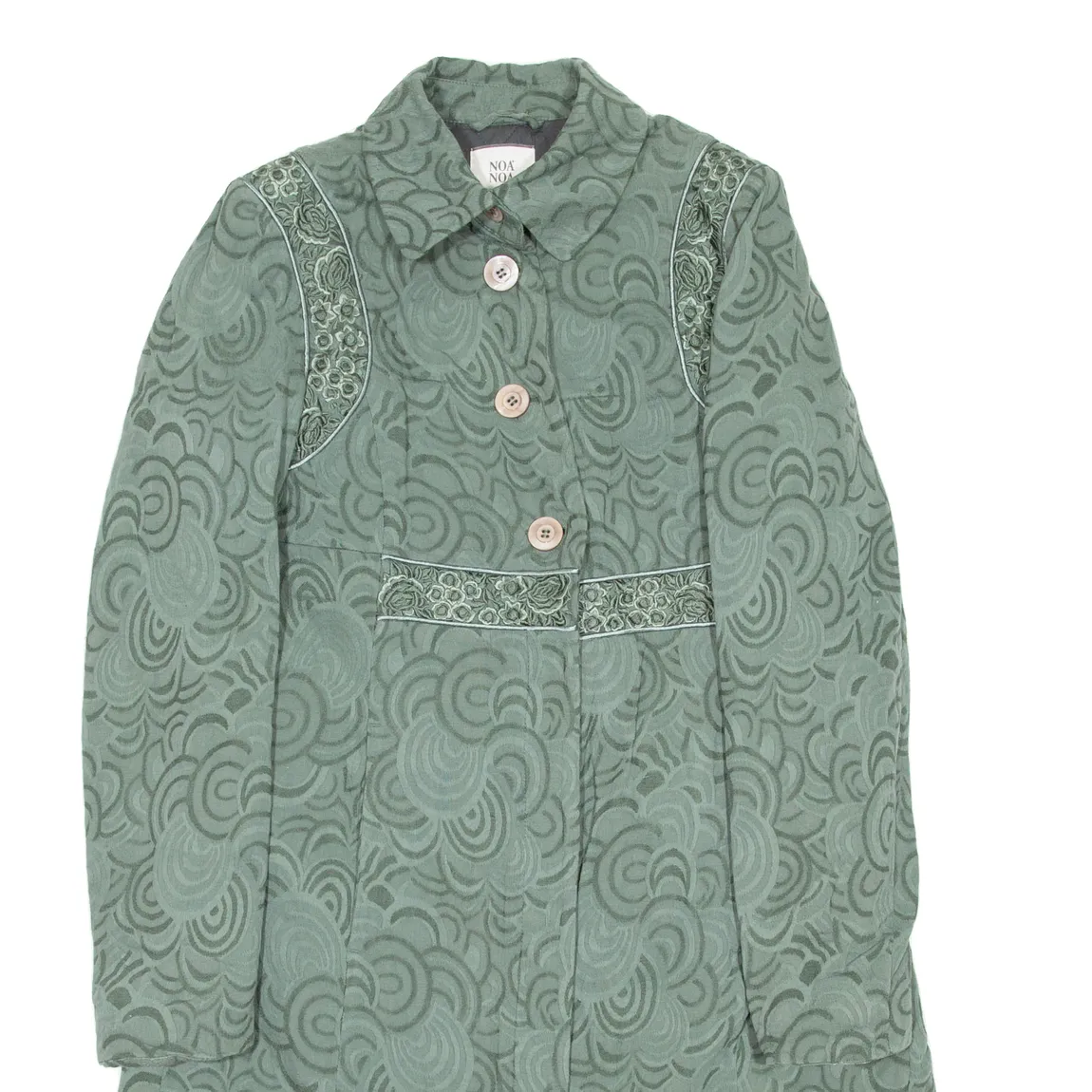 NOA NOA Womens Overcoat Jacket Green Viscose Crazy Pattern S